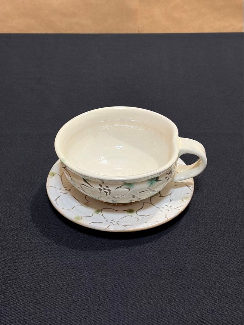 益子焼　スープカップ&ソーサー　作陶家　陶芸家　民藝品　#A