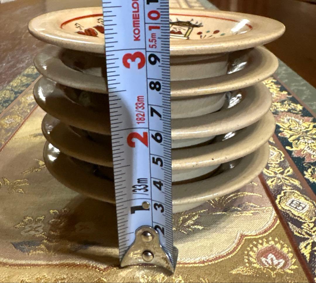 赤膚焼＊奈良絵　高台皿５