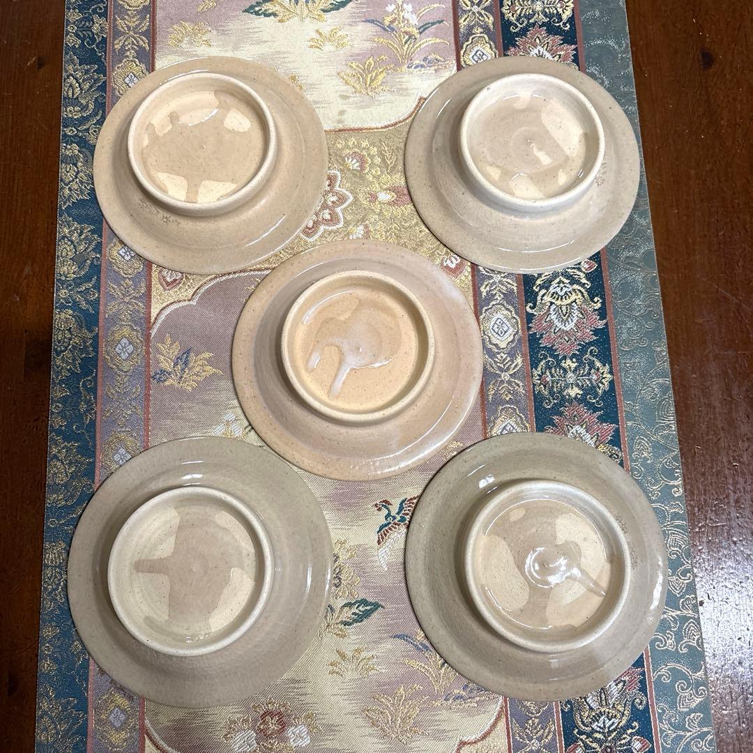 赤膚焼＊奈良絵　高台皿５