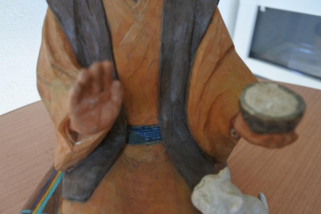 木彫 彩色　良寛像　有村辰夫　作