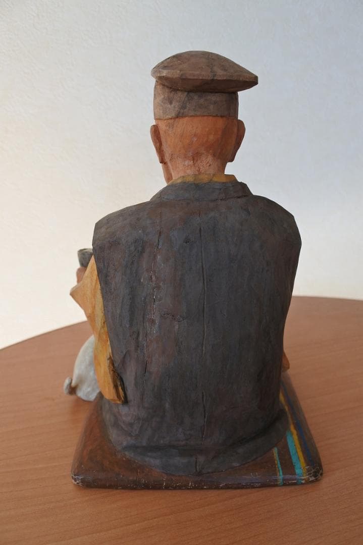 木彫 彩色　良寛像　有村辰夫　作