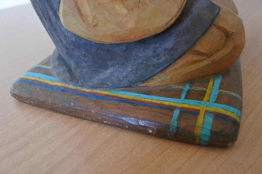 木彫 彩色　良寛像　有村辰夫　作