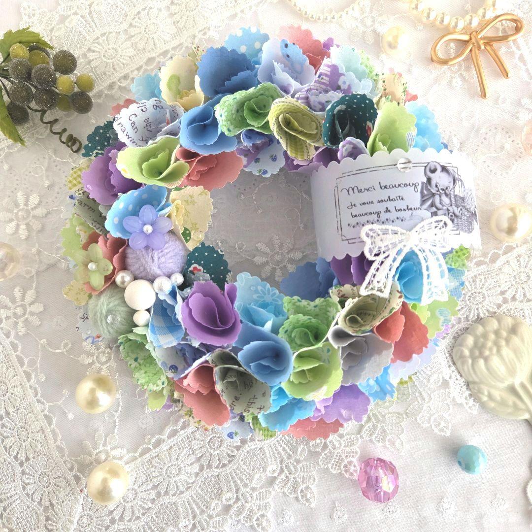 専用　感謝品　布リース*紫陽花パレット*