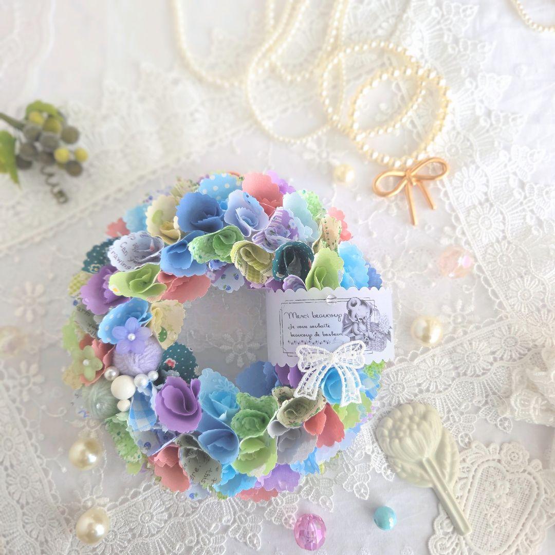 専用　感謝品　布リース*紫陽花パレット*