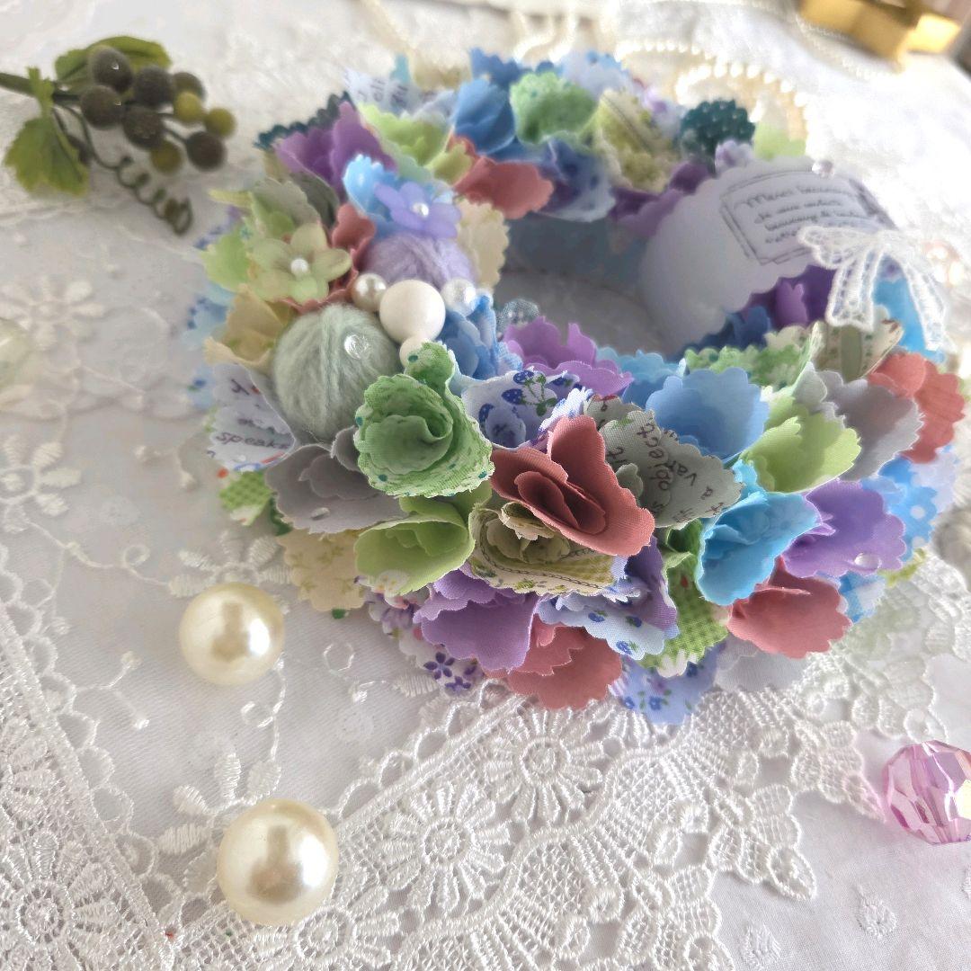 専用　感謝品　布リース*紫陽花パレット*