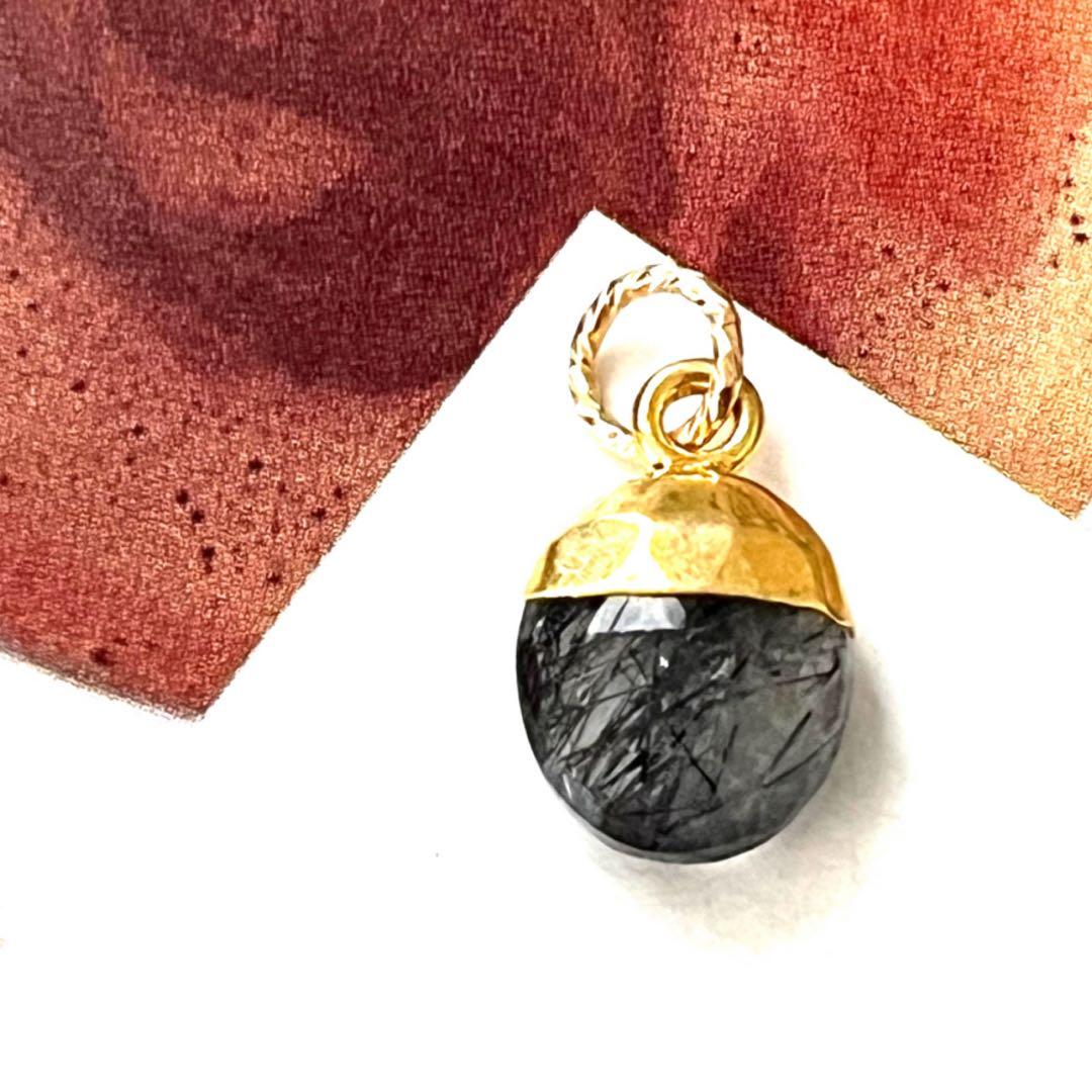 1点作品☆ 枠ブラックトルマリンクォーツ14kgfネックレストップ