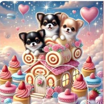 スイーツポメラニアン、ダックス、柴犬、シーズ、パグ、チワワパネル生地