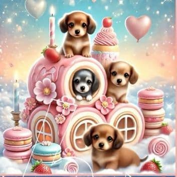 スイーツポメラニアン、ダックス、柴犬、シーズ、パグ、チワワパネル生地