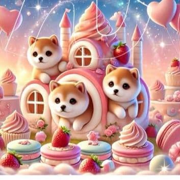 スイーツポメラニアン、ダックス、柴犬、シーズ、パグ、チワワパネル生地