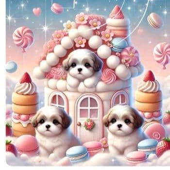 スイーツポメラニアン、ダックス、柴犬、シーズ、パグ、チワワパネル生地