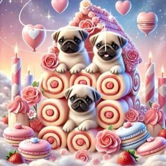 スイーツポメラニアン、ダックス、柴犬、シーズ、パグ、チワワパネル生地