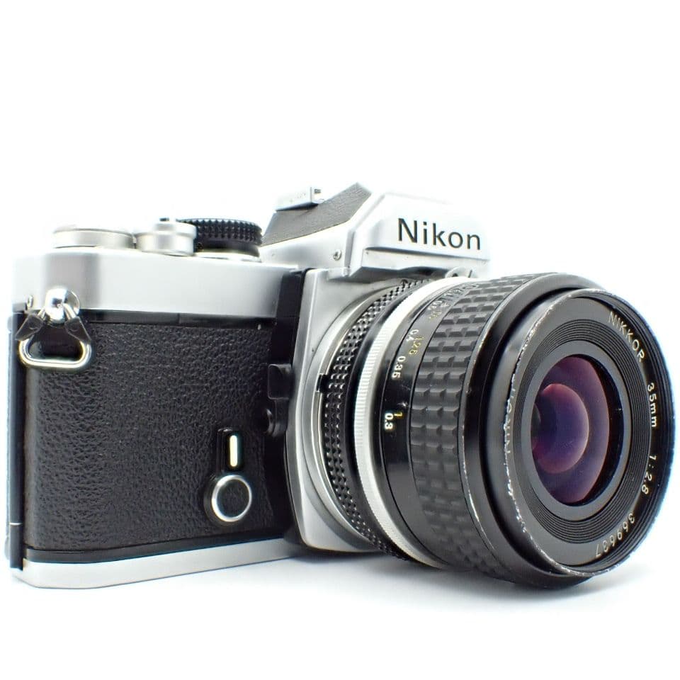 【動作確認済実用品】Nikon FM シルバー＆Ai 35mm f2.8 電池付