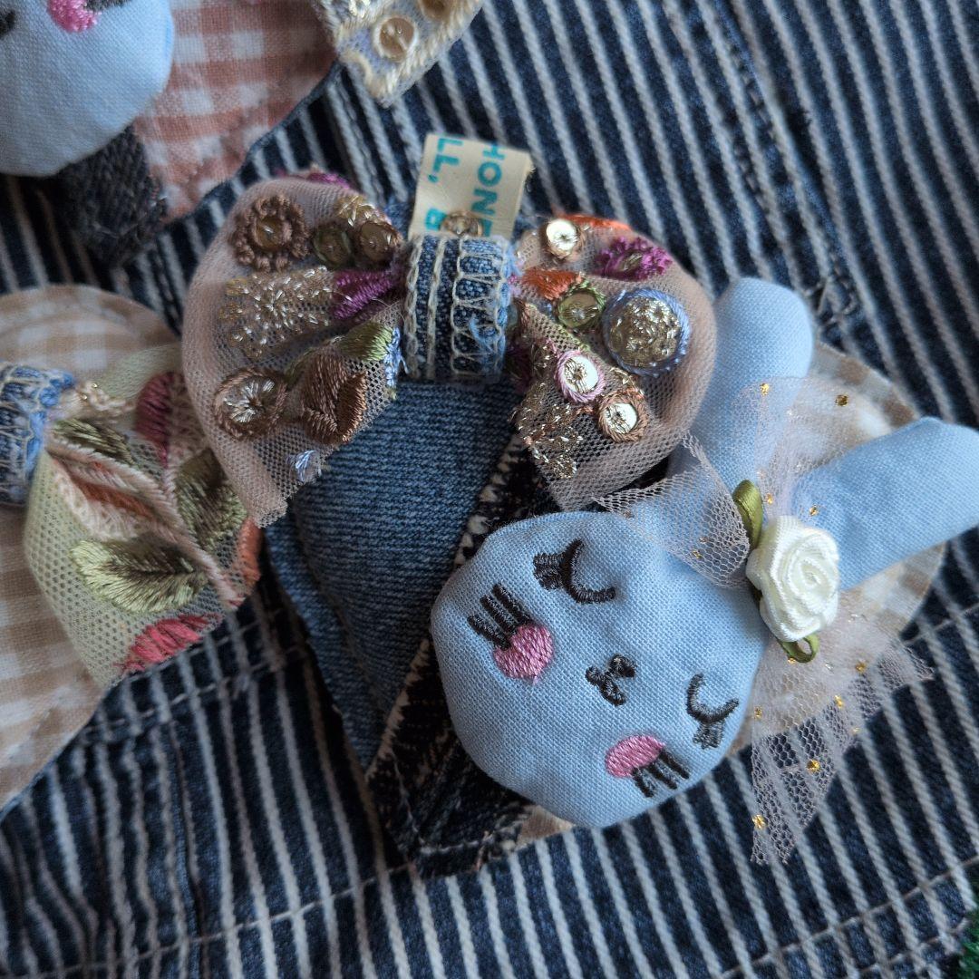 いちごパフェ☆様ハートチャーム・うさちゃん・薔薇・インド刺繍リボン【５個セット】