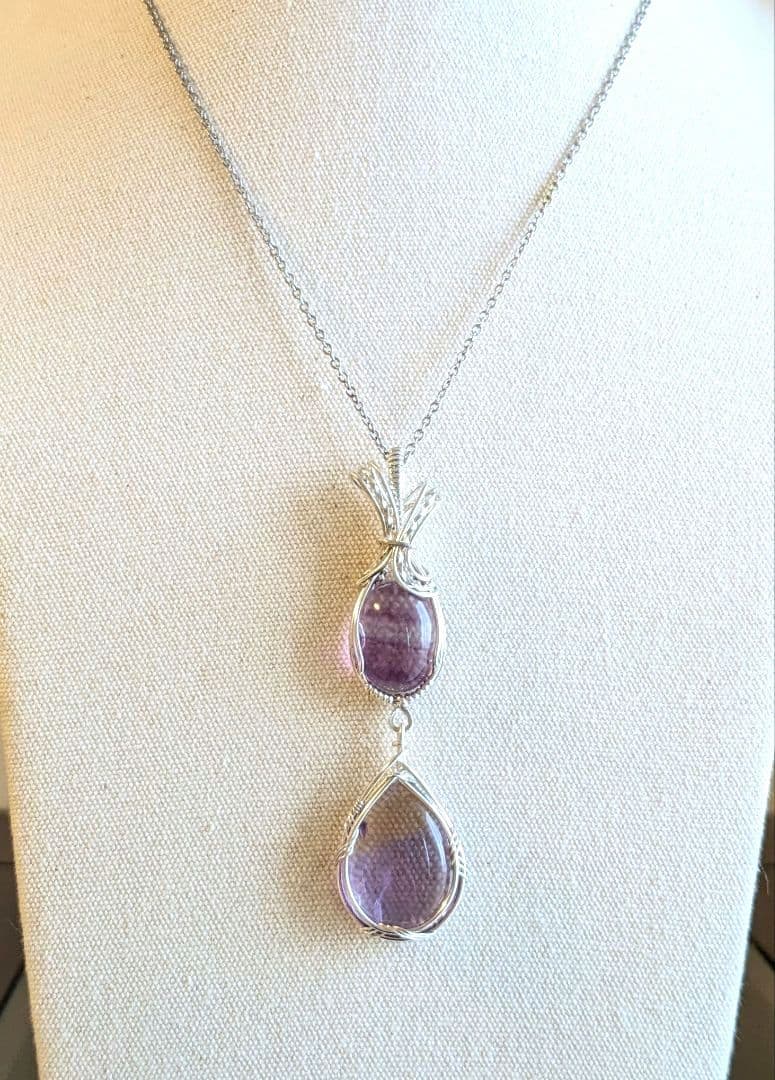 【専用】純銀フローライト&アメトリン❅ワイヤーアートペンダントトップ他1点