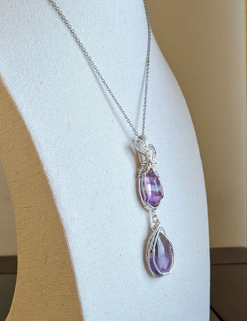 【専用】純銀フローライト&アメトリン❅ワイヤーアートペンダントトップ他1点