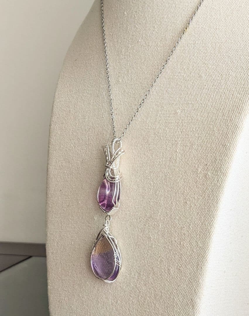 【専用】純銀フローライト&アメトリン❅ワイヤーアートペンダントトップ他1点