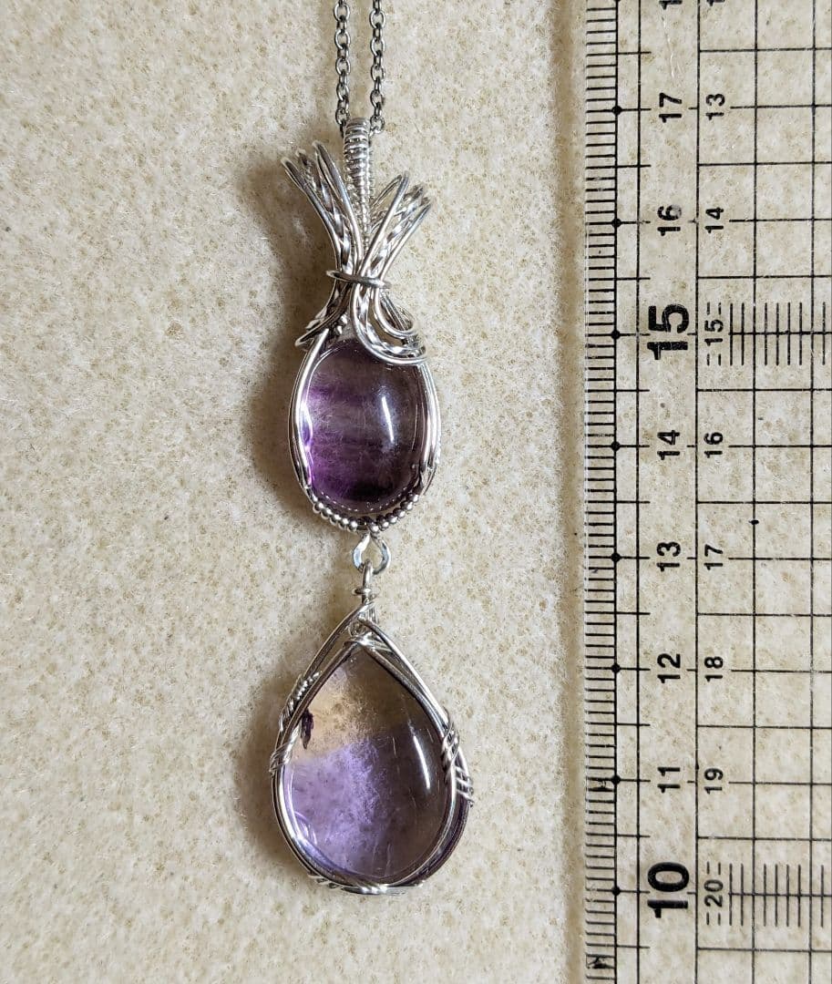 【専用】純銀フローライト&アメトリン❅ワイヤーアートペンダントトップ他1点