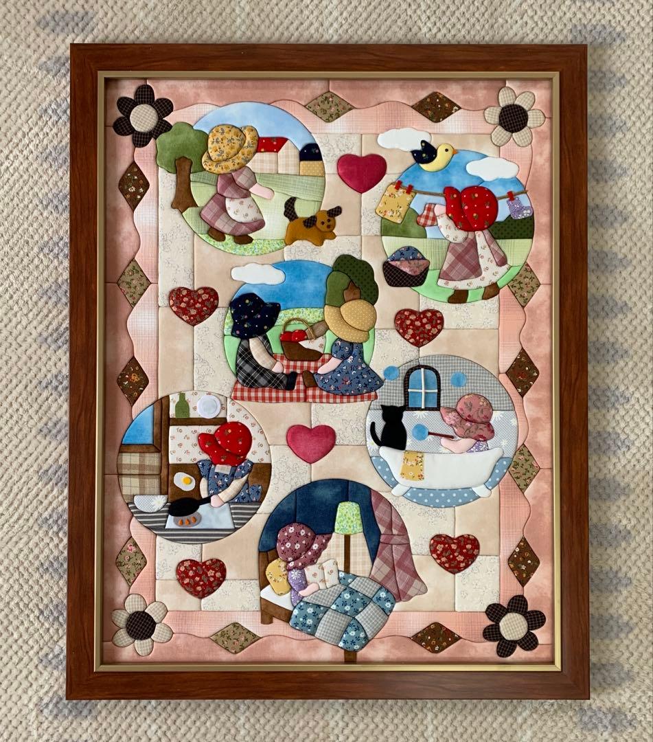 ♥︎スーの素敵な暮らし♥︎きめこみパッチワーク　ハンドメイド　完成品　さくらほりきり