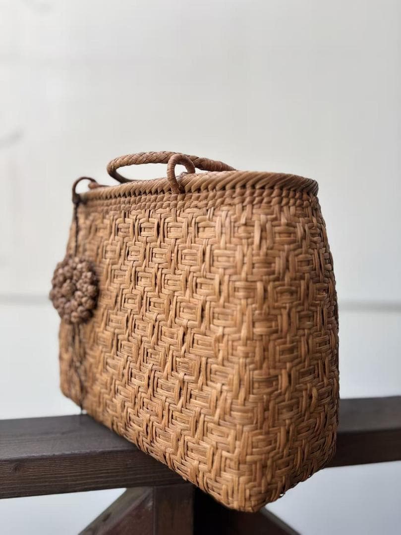 山葡萄　山葡萄籠バッグ　手作り　山葡萄かごバッグ　亀甲編み　内布あり