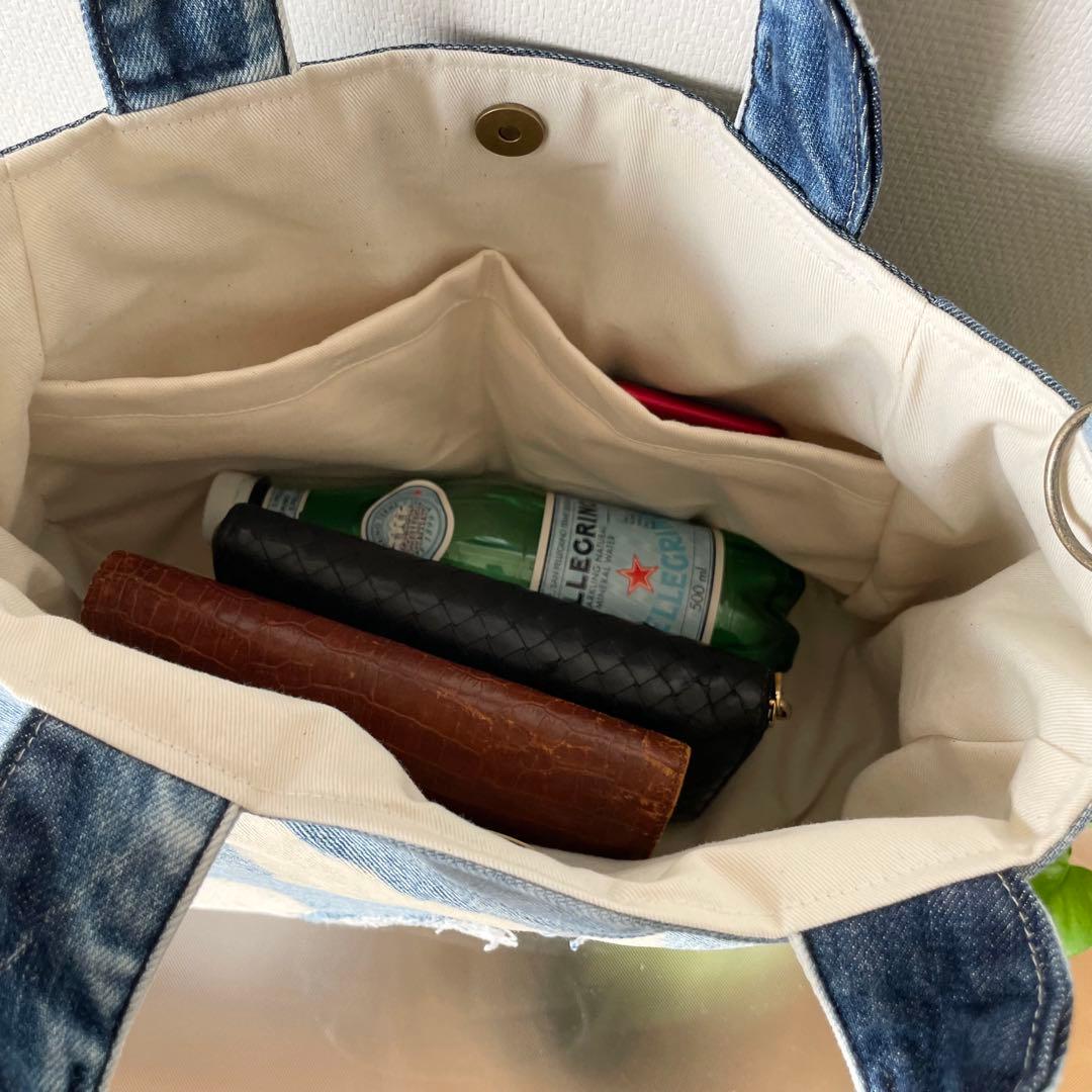 【持ちやすい大きさのブリーチバッグ】　デニム　リメイク　バッグ　トート ダメージ