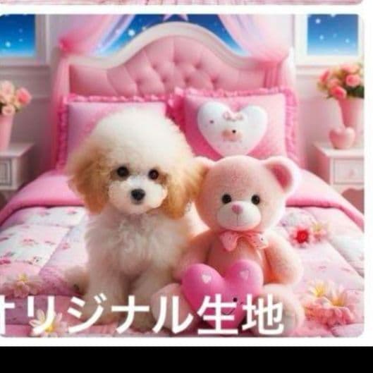 トイプードルとテディベアパネル生地　ハンドメイド