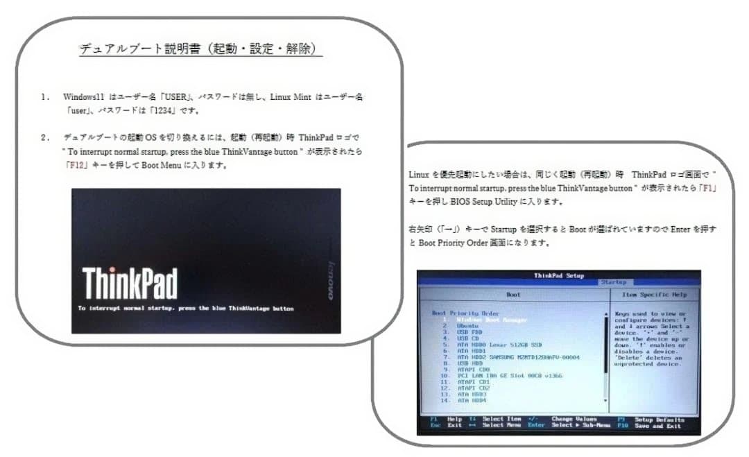 ThinkPad X220　i5／8GB／730GB／オフィス／デュアルブート