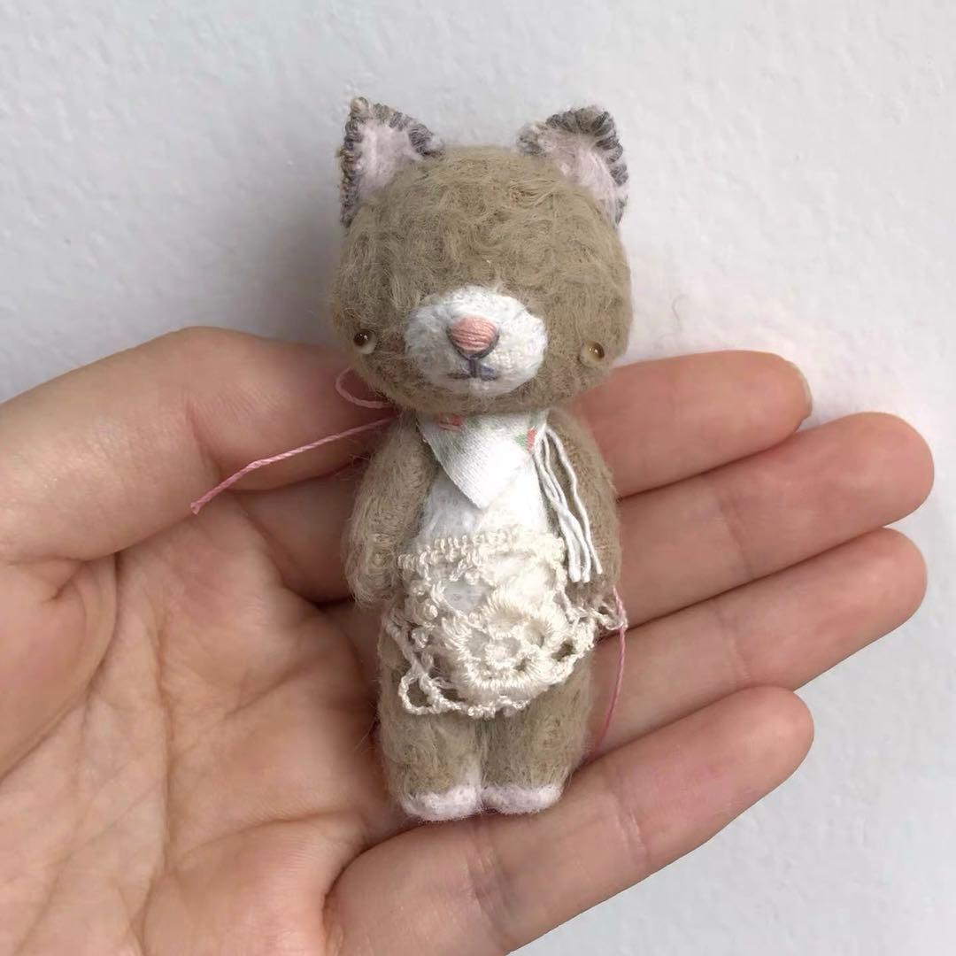 仲良し猫ちゃんと犬ちゃん アーティストベア 海外作家様 ハンドメイド ぬいぐるみ