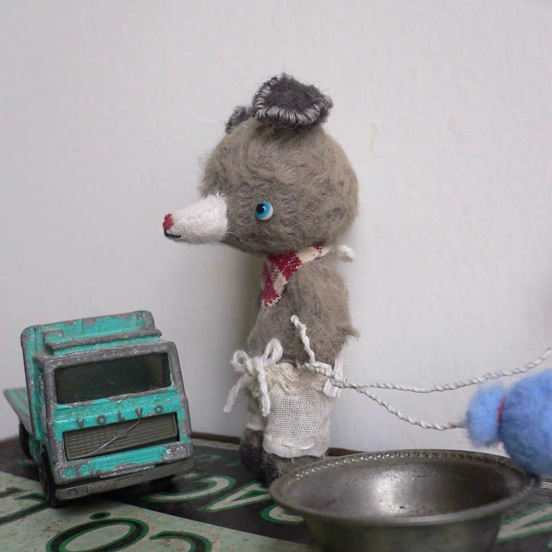 仲良し猫ちゃんと犬ちゃん アーティストベア 海外作家様 ハンドメイド ぬいぐるみ
