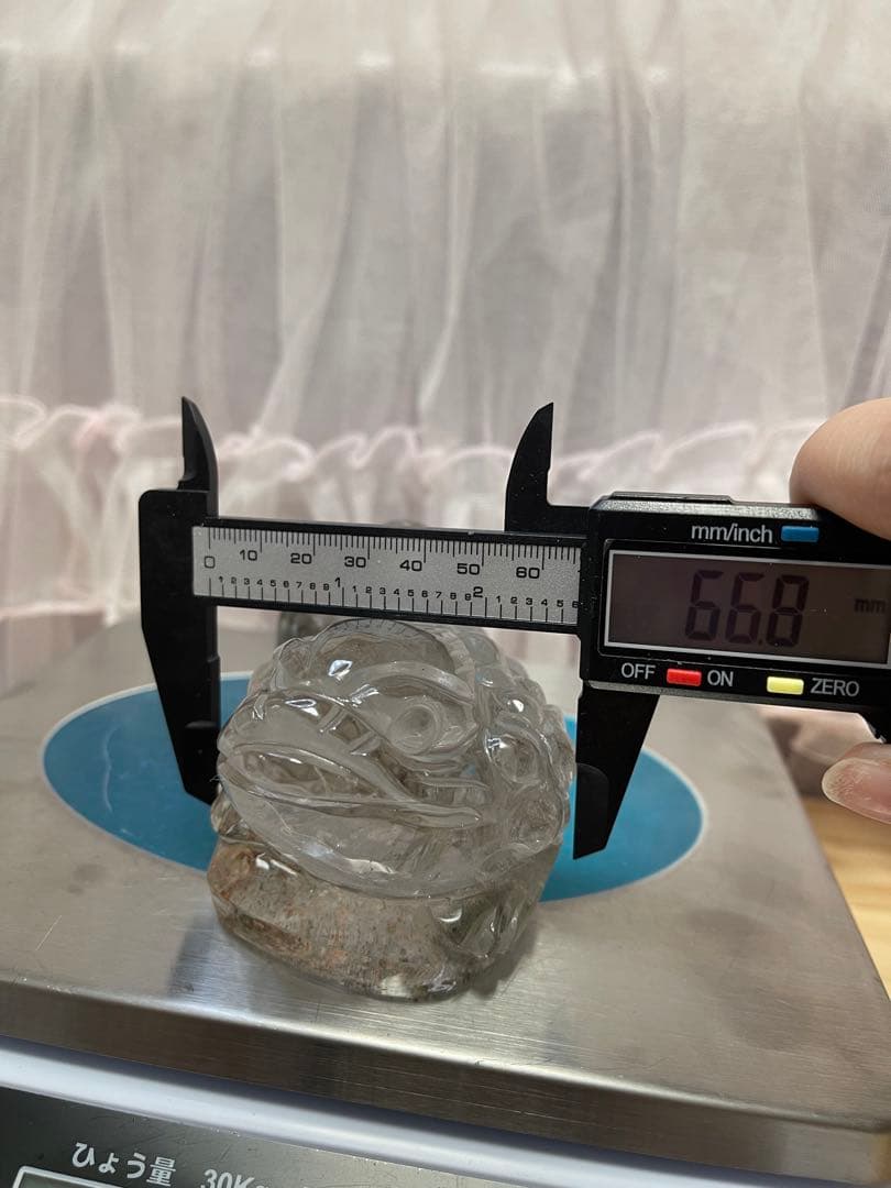 天然石 緑幽霊　ファントム水晶ゼニガエル 金蟾 親子手彫り 原石 綺麗 654g