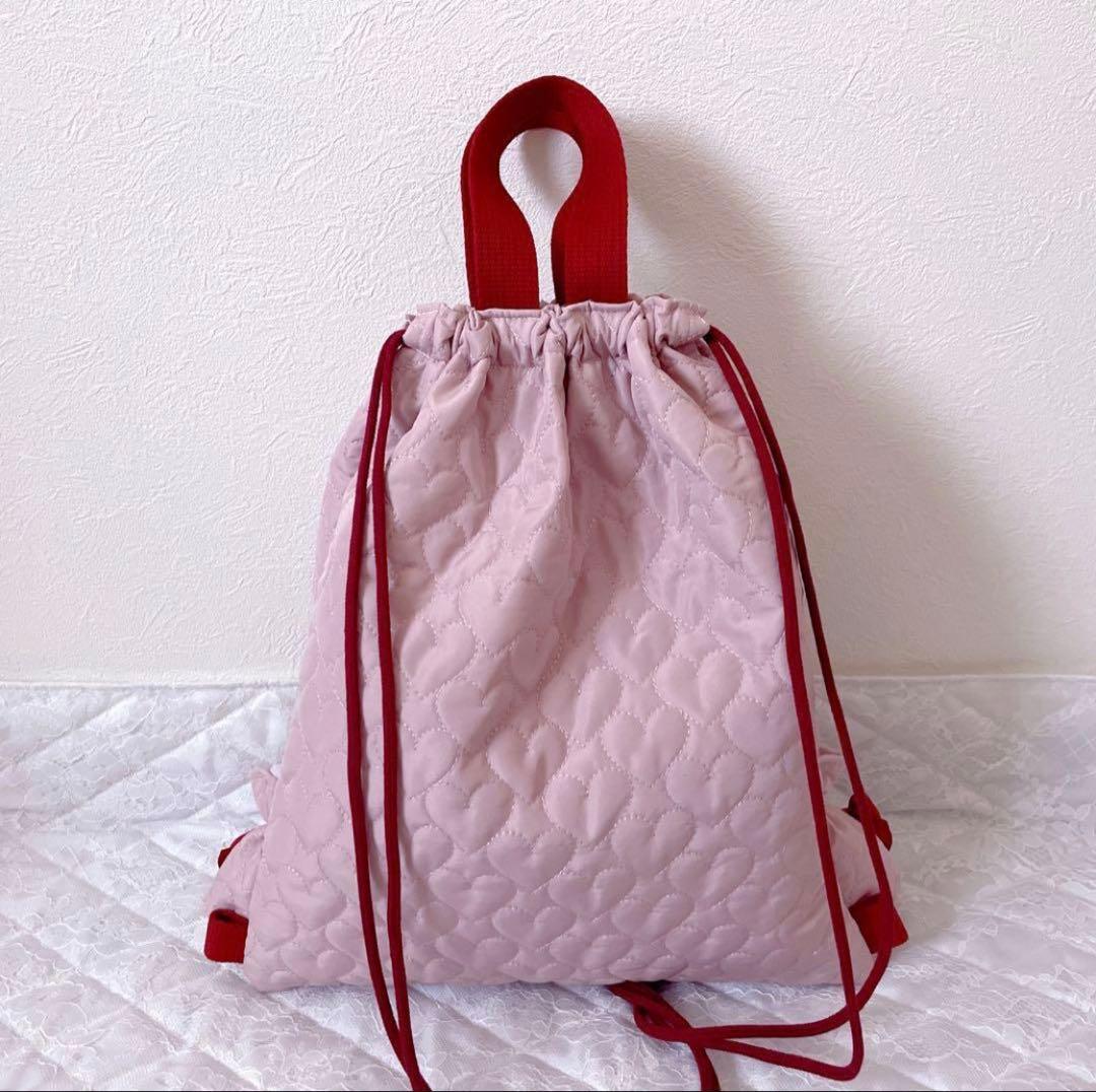 レッスンバッグ.体操服入れ.上靴袋3点セット♡ハート柄キルティングくすみピンク