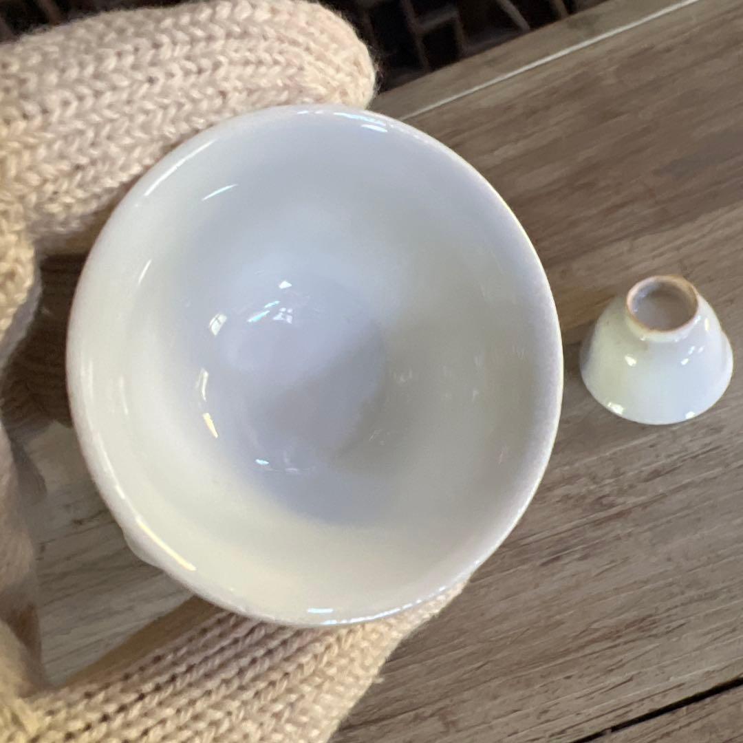 実家整理　古い白磁の煎茶碗　五客 a