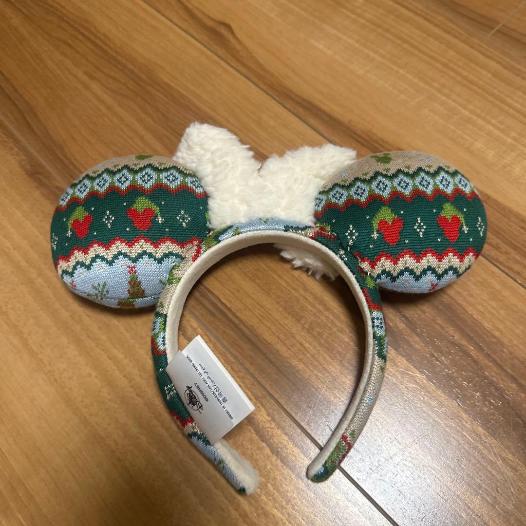 【海外ディズニー限定】 クリスマス　ホリデー　ミニーマウス　ニット　カチューシャ