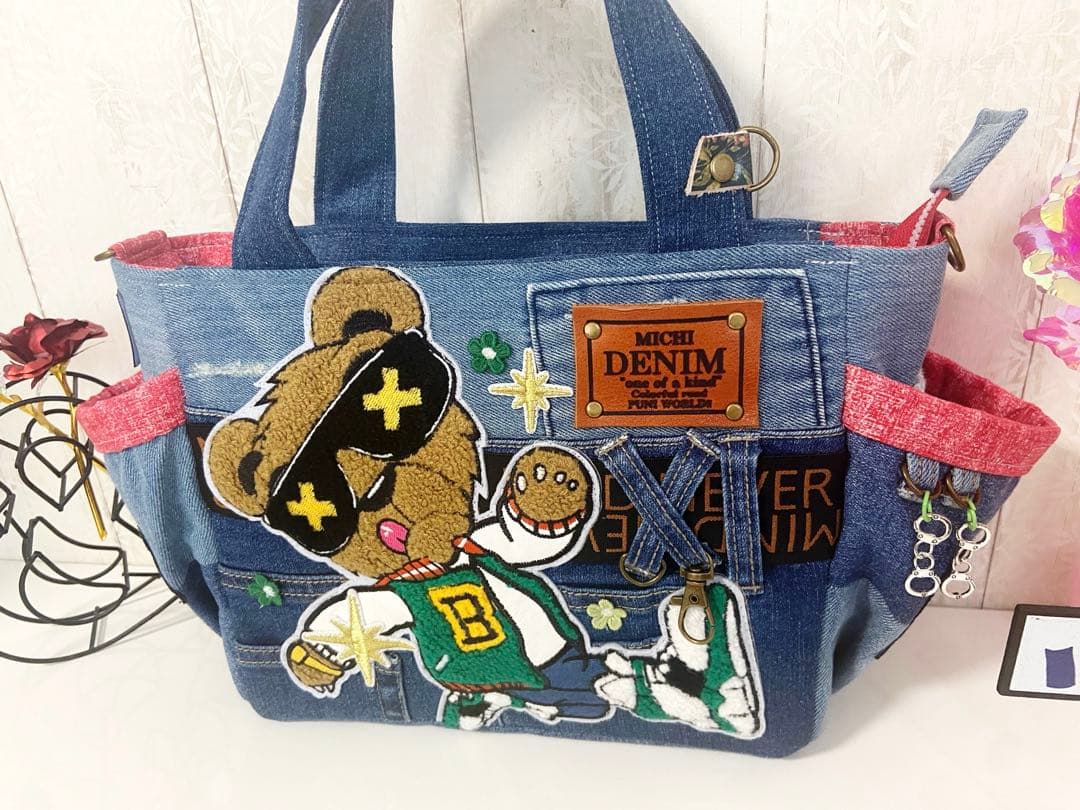 デニムリメイクバックS サングラスくまさん