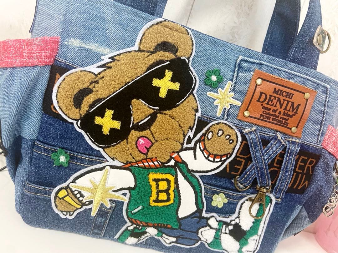 デニムリメイクバックS サングラスくまさん