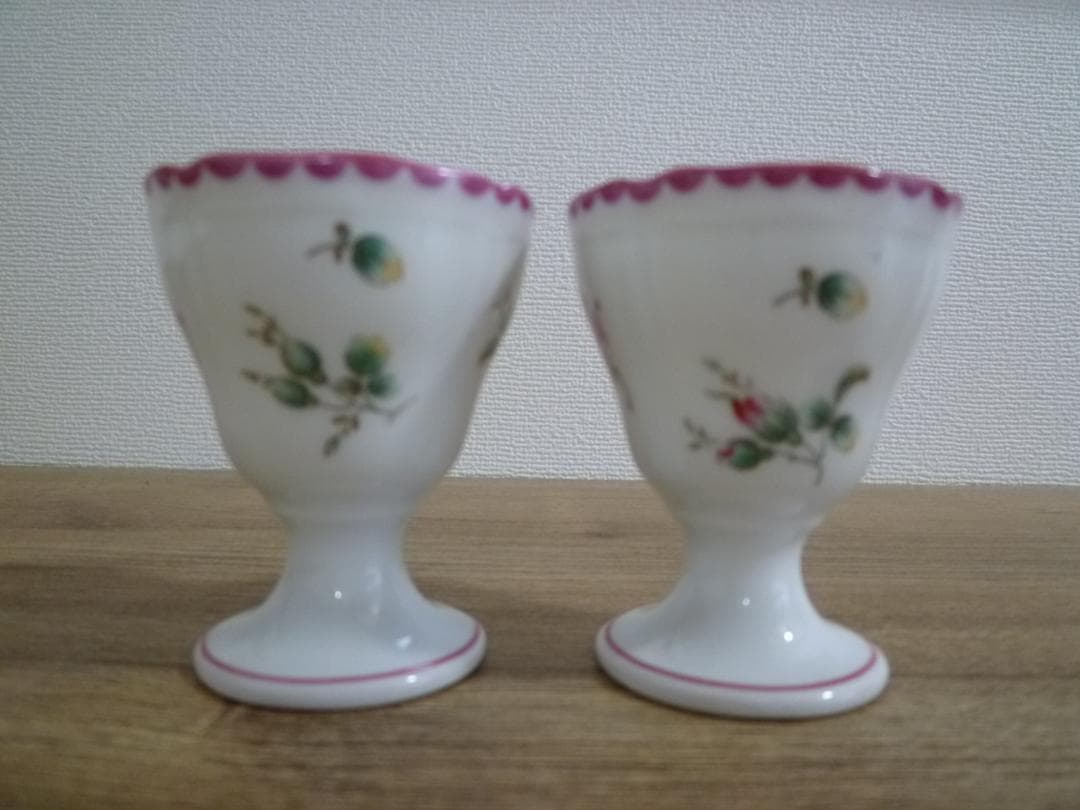 リチャードジノリ アンティックローズ エッグスタンド、2個