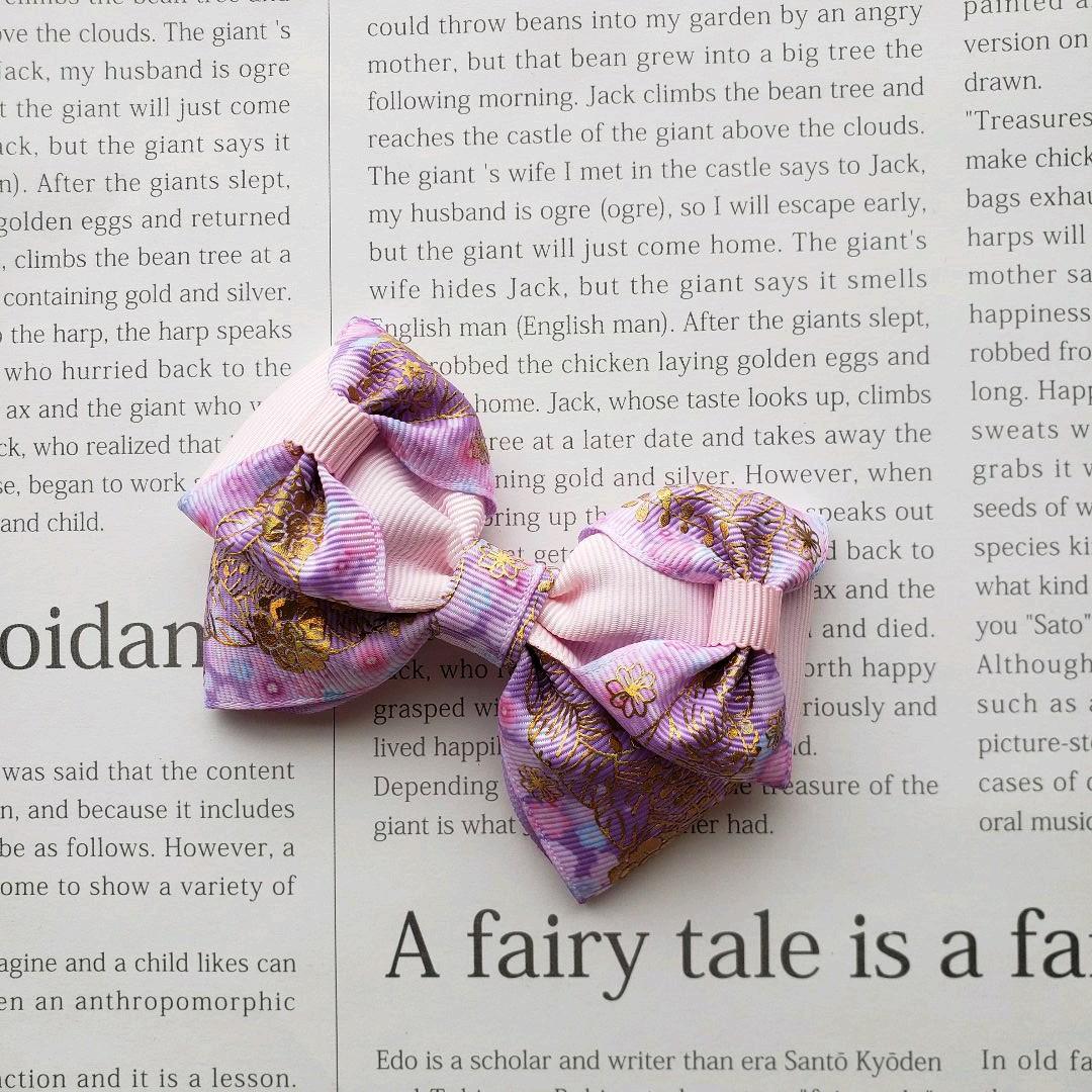 リボン　ヘアゴム♡ピンクパープル♡ハンドメイド