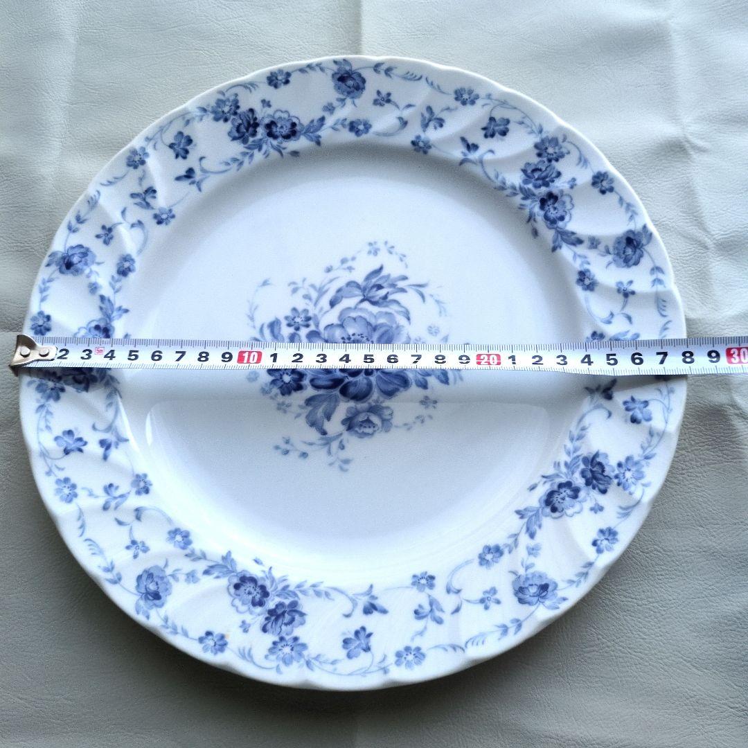 ヴィンテージ　HOYA　青い花柄の陶磁器大皿 直径28cm　昭和レトロ