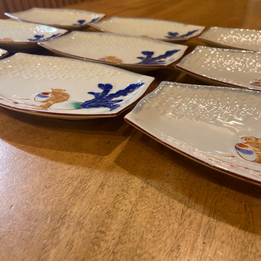 有田焼大正期祝い長皿九枚