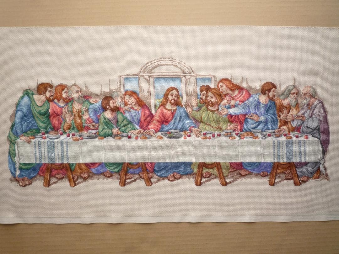 クロスステッチ完成品　ダヴィンチの最後の晩餐