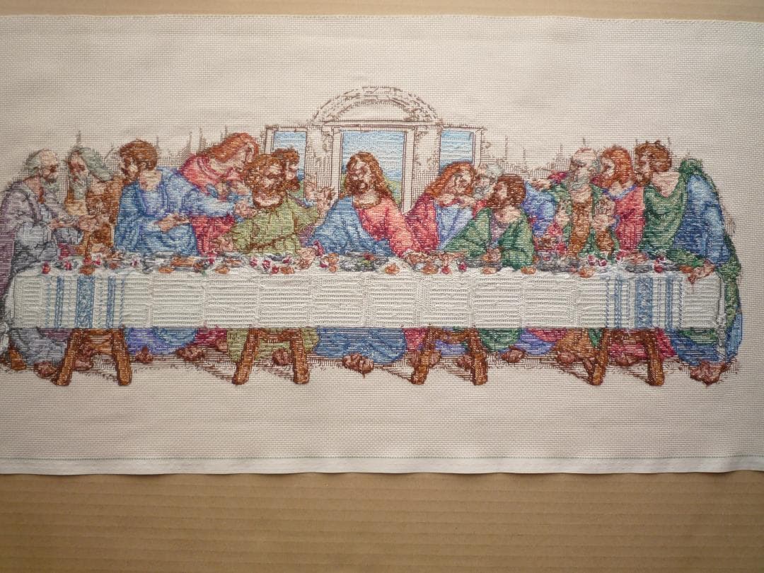 クロスステッチ完成品　ダヴィンチの最後の晩餐