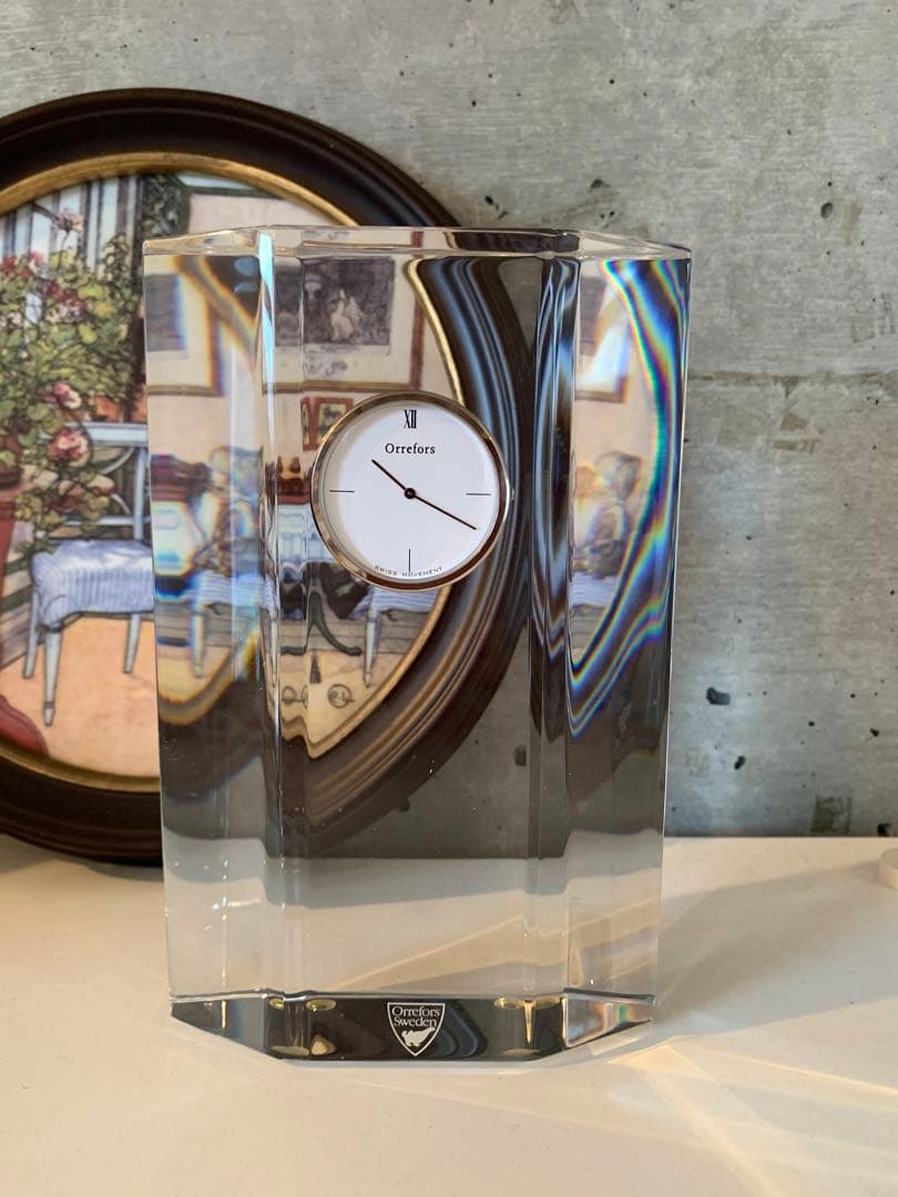 Orrefors オレフォス　クリスタル　置き時計