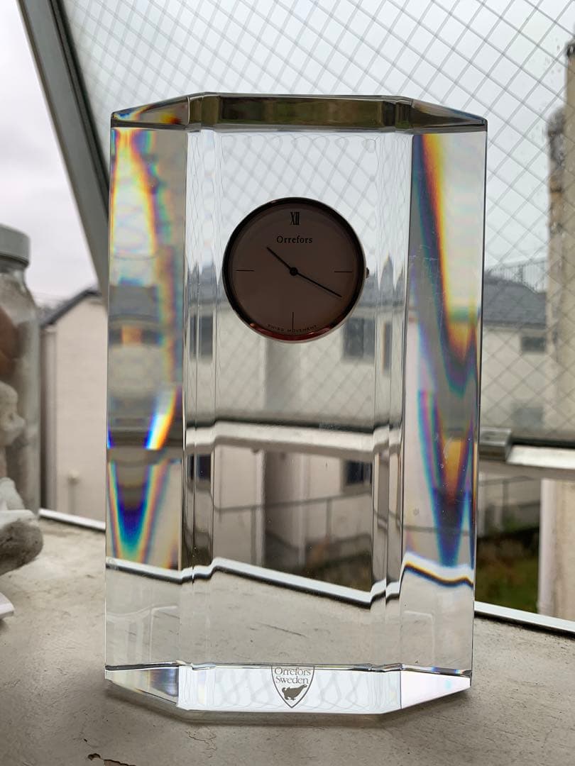 Orrefors オレフォス　クリスタル　置き時計