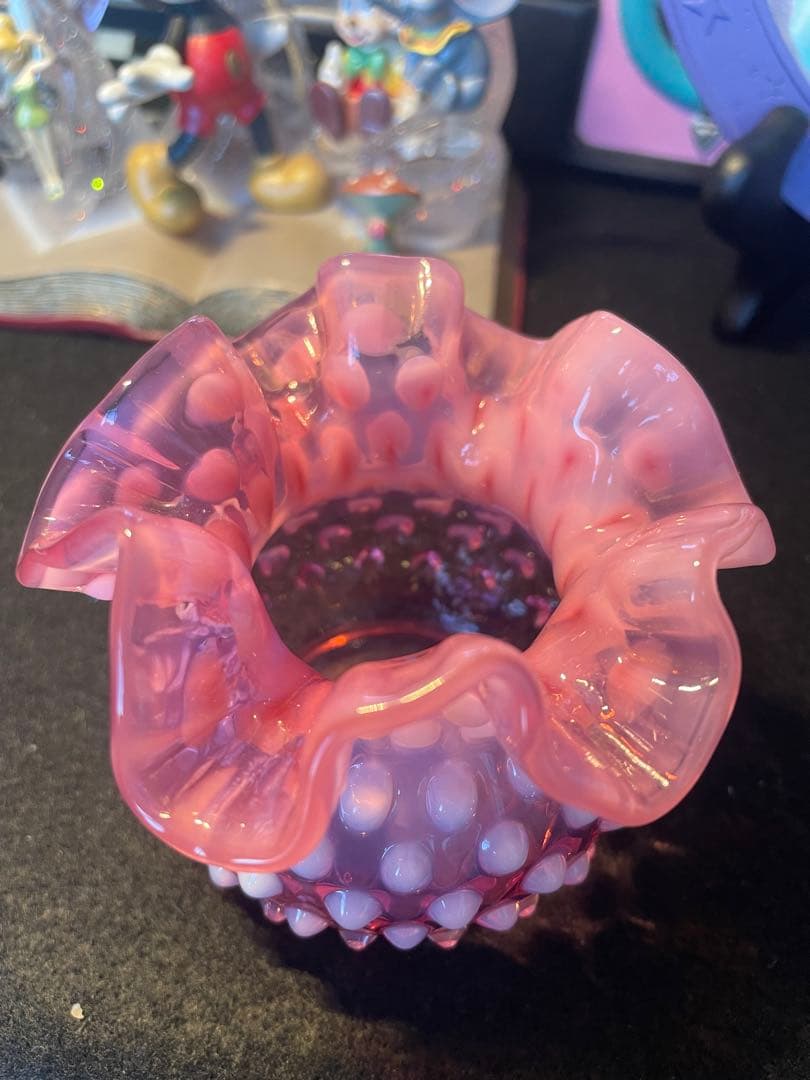 フェントン　クランベリー　オパールセント　ホブネイル　ミニフラワーベース