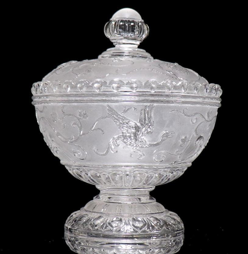 オールド・バカラ 美術館級 ジャポニスム 大型 蓋物 フロスト加工 小物入れ