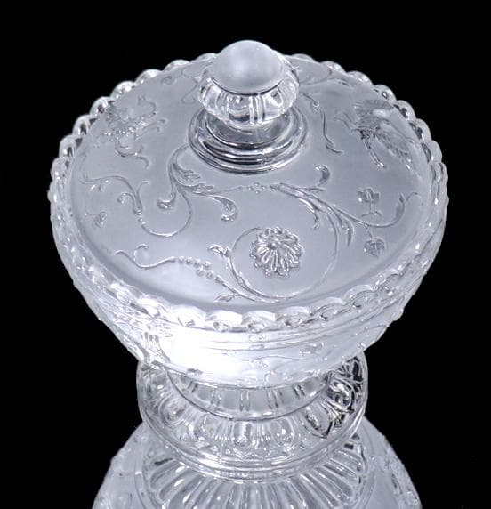 オールド・バカラ 美術館級 ジャポニスム 大型 蓋物 フロスト加工 小物入れ