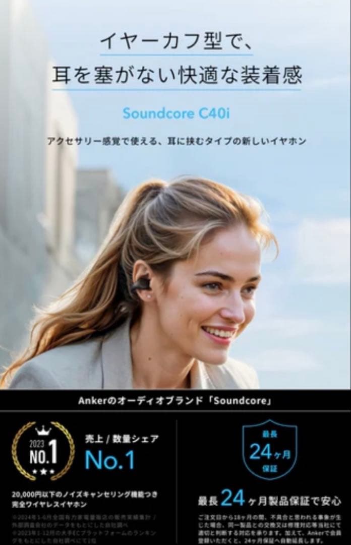 Anker Soundcore C40iワイヤレスイヤホン グレー