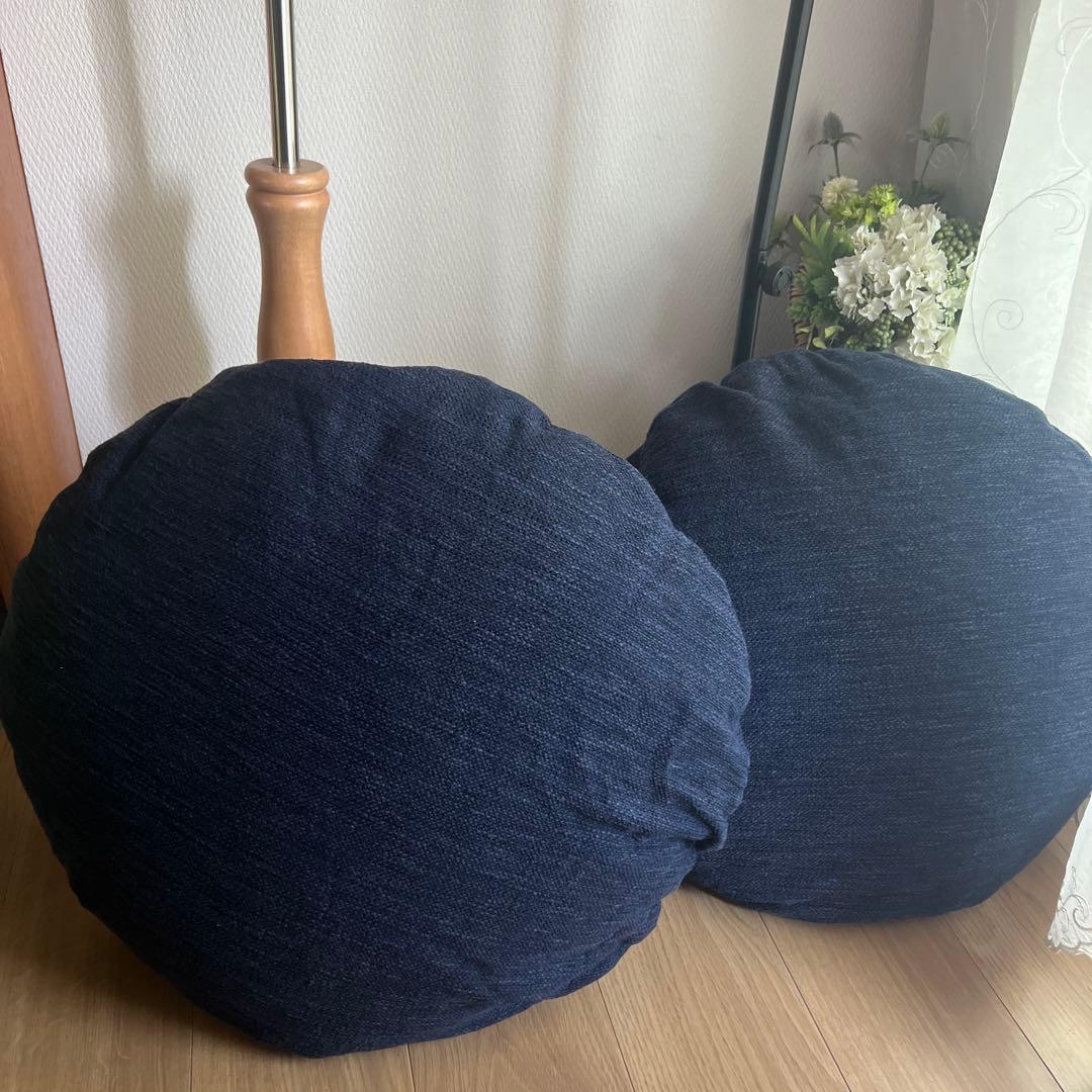 あ*ず様 日本製ACTUSフェザーファブリックアクタスネイビー 円形クッション