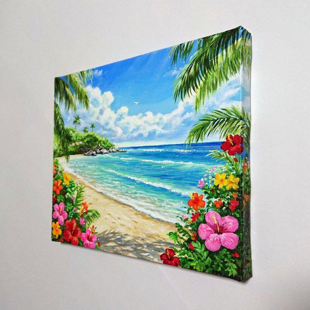 【夏の日】アクリル画 F3 風景画 絵画
