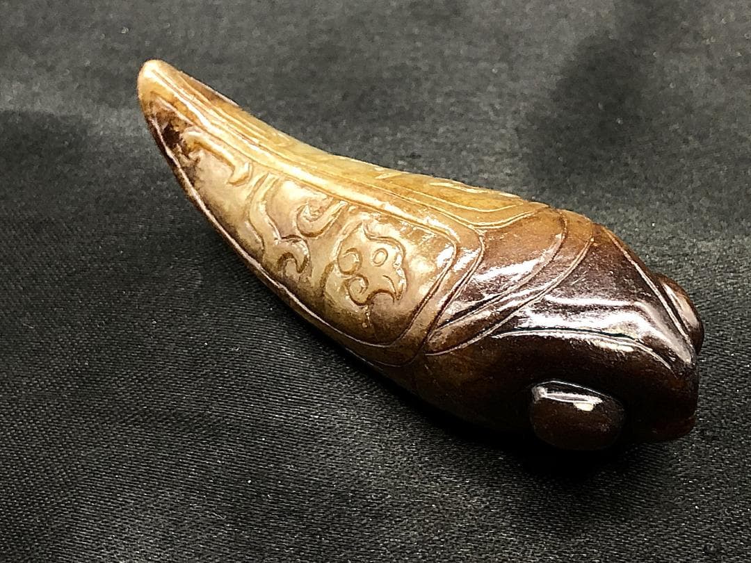 【 玉蝉瑪瑙根付 明～清朝期】　倣古葬玉　中華古玩