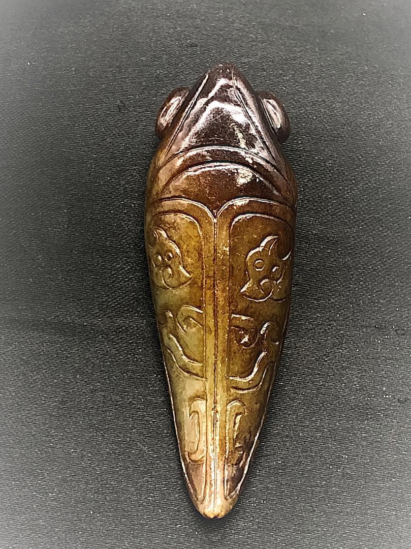 【 玉蝉瑪瑙根付 明～清朝期】　倣古葬玉　中華古玩